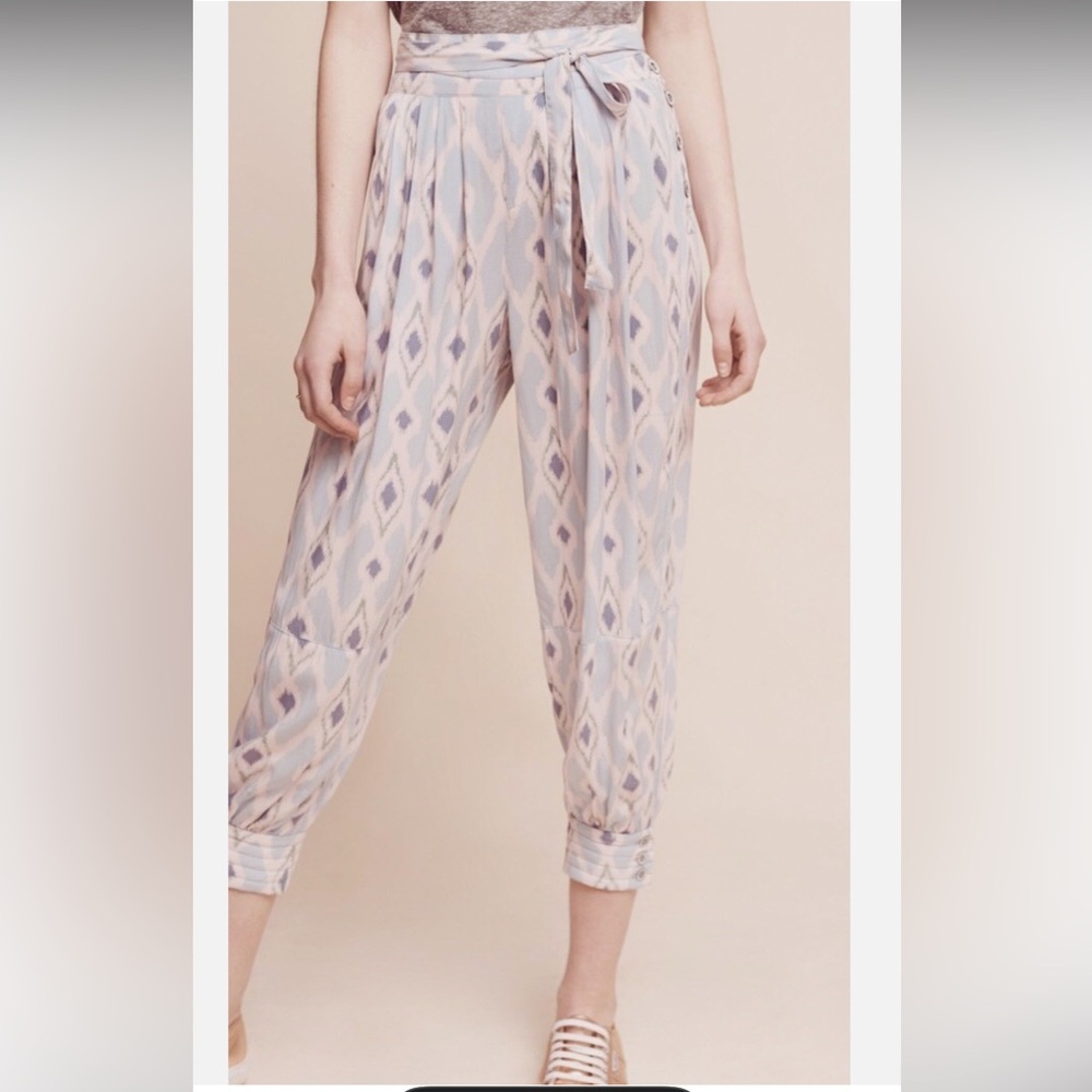 Anthropologie Hei Hei Patterned Pant with Tie Waist